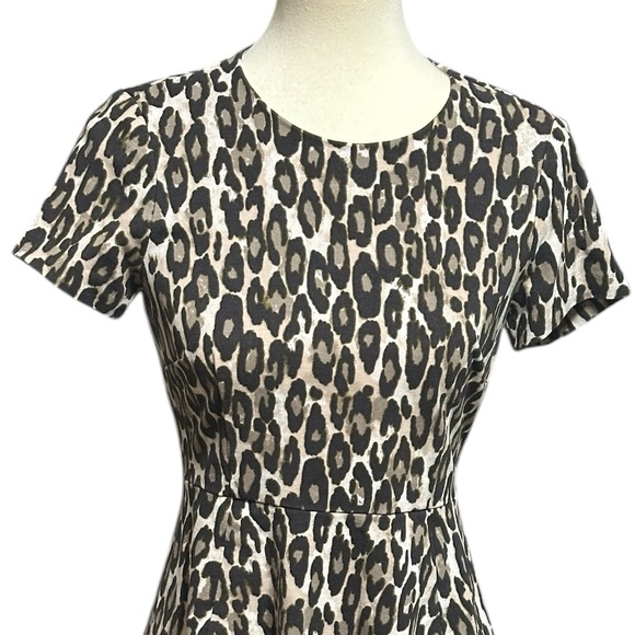 Kate Spade Brown Leopard Fit-n-Flare A-line Mini Dress Size 6 - Picture 7 of 10